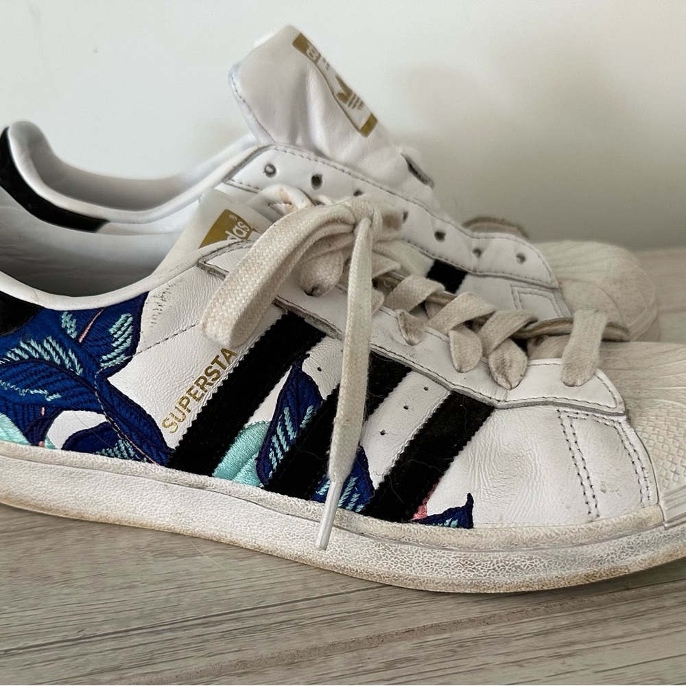 Adidas Superstar White with Blue and Black Details
